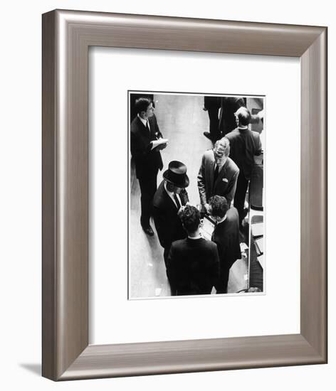 Four City Traders on the London Stock Exchange Compare Notes-null-Framed Art Print