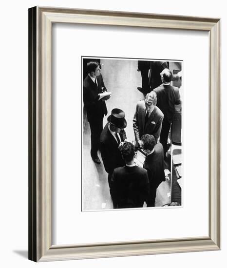 Four City Traders on the London Stock Exchange Compare Notes-null-Framed Art Print