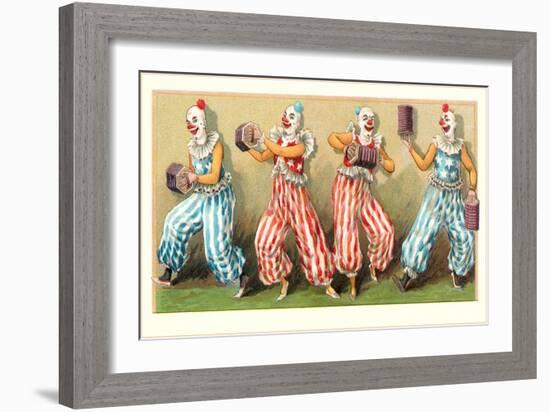 Four Clowns with Concertinas-null-Framed Art Print