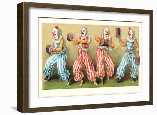 Four Clowns with Concertinas-null-Framed Art Print