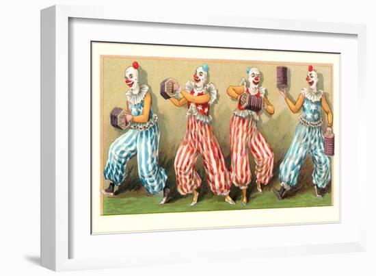 Four Clowns with Concertinas-null-Framed Art Print