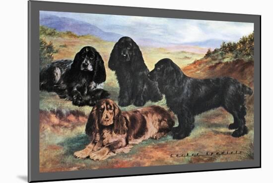 Four Cocker Spaniels-null-Mounted Art Print