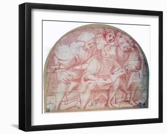 'Four Courtiers', c1514-1557. Artist: Jacopo Pontormo-Jacopo Pontormo-Framed Giclee Print