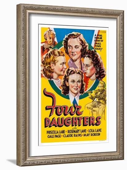 Four Daughters, Gale Page, Rosemary Lane, Priscilla Lane, Lola Lane, 1938-null-Framed Art Print