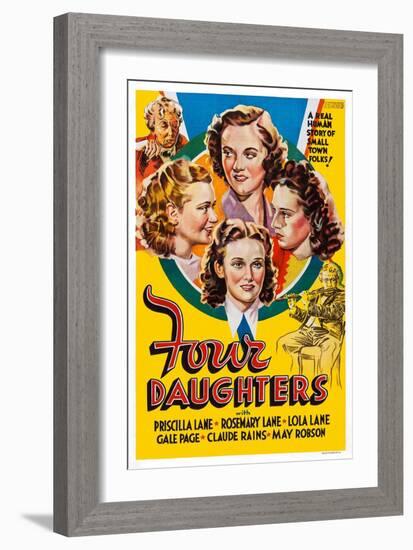 Four Daughters, Gale Page, Rosemary Lane, Priscilla Lane, Lola Lane, 1938-null-Framed Art Print