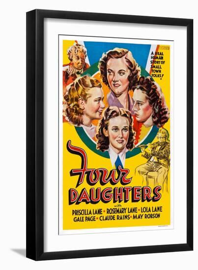 Four Daughters, Gale Page, Rosemary Lane, Priscilla Lane, Lola Lane, 1938-null-Framed Art Print