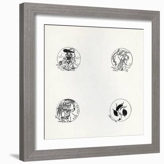 Four Designs for New Coinage, 1893 (Litho)-Aubrey Beardsley-Framed Giclee Print