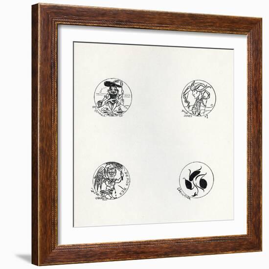 Four Designs for New Coinage, 1893 (Litho)-Aubrey Beardsley-Framed Giclee Print