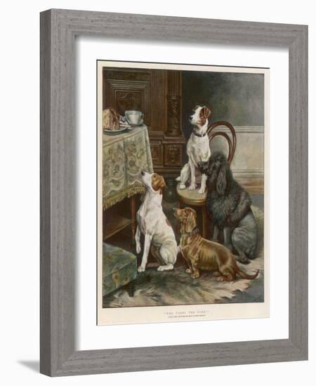 Four Dogs Lust after Their Owners' Food-Fanny Moody-Framed Photographic Print