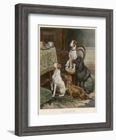 Four Dogs Lust after Their Owners' Food-Fanny Moody-Framed Photographic Print