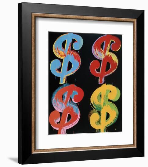 Four Dollar Signs, c.1982 (blue, red, orange, yellow)-Andy Warhol-Framed Art Print