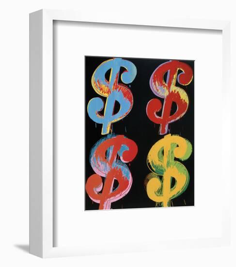 Four Dollar Signs, c.1982 (blue, red, orange, yellow)-Andy Warhol-Framed Art Print