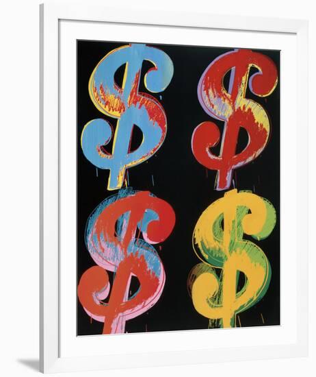 Four Dollar Signs, c.1982 (blue, red, orange, yellow)-Andy Warhol-Framed Giclee Print