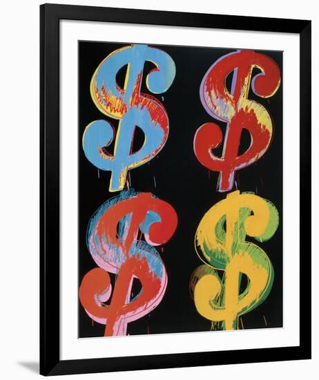 Four Dollar Signs, c.1982 (blue, red, orange, yellow)-Andy Warhol-Framed Giclee Print