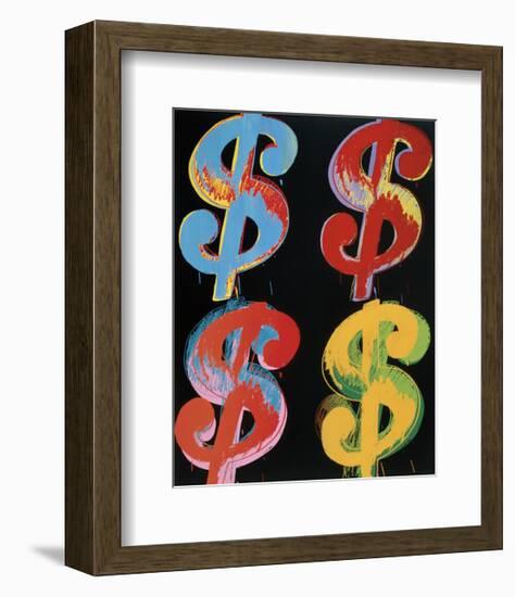 Four Dollar Signs, c.1982 (blue, red, orange, yellow)-Andy Warhol-Framed Giclee Print