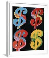 Four Dollar Signs, c.1982 (blue, red, orange, yellow)-Andy Warhol-Framed Art Print