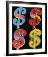 Four Dollar Signs, c.1982 (blue, red, orange, yellow)-Andy Warhol-Framed Art Print