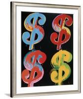 Four Dollar Signs, c.1982 (blue, red, orange, yellow)-Andy Warhol-Framed Art Print