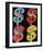 Four Dollar Signs, c.1982 (blue, red, orange, yellow)-Andy Warhol-Framed Art Print