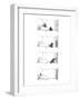 Four drawings; Man makes bed, as dog watches.  Man leaves room. Dog locks ? - New Yorker Cartoon-George Booth-Framed Premium Giclee Print