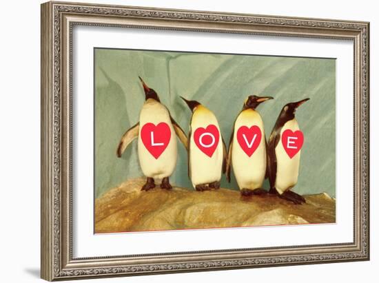 Four Emperor Penguins, LOVE-null-Framed Art Print