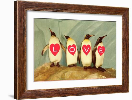 Four Emperor Penguins, LOVE-null-Framed Art Print