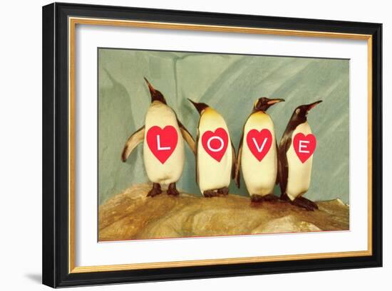 Four Emperor Penguins, LOVE-null-Framed Art Print