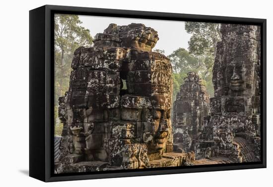 Four-Faced Towers in Prasat Bayon, Angkor Thom, Angkor, Siem Reap, Cambodia-Michael Nolan-Framed Premier Image Canvas