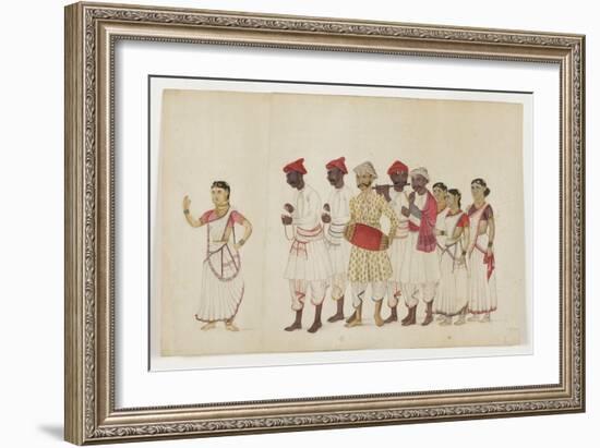 Four Female Dancers in Procession with Musicians, C.1830-null-Framed Giclee Print