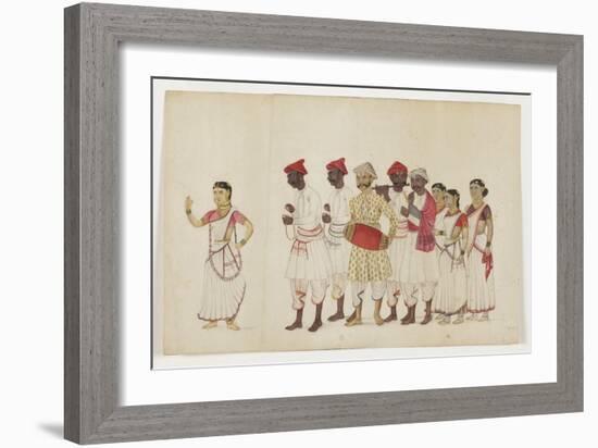 Four Female Dancers in Procession with Musicians, C.1830-null-Framed Giclee Print