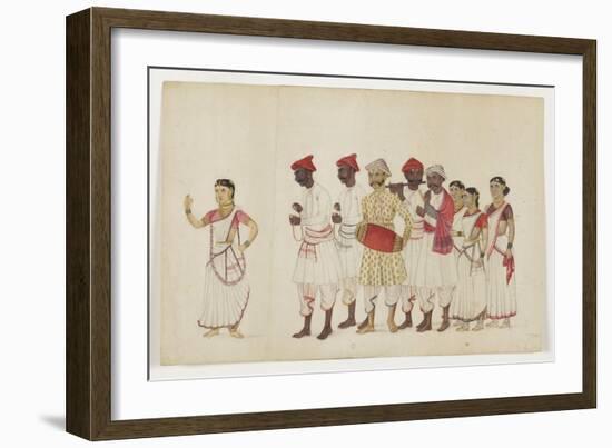 Four Female Dancers in Procession with Musicians, C.1830-null-Framed Giclee Print