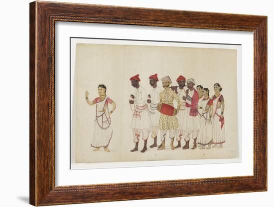 Four Female Dancers in Procession with Musicians, C.1830-null-Framed Giclee Print