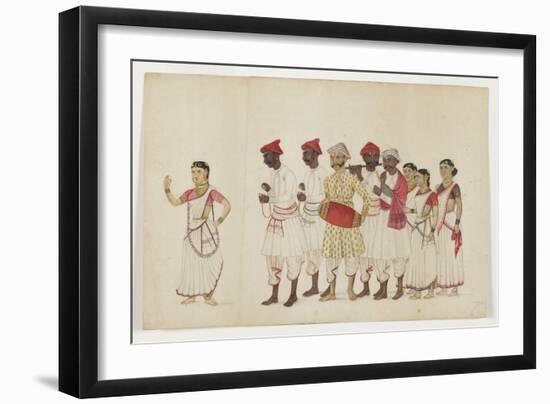 Four Female Dancers in Procession with Musicians, C.1830-null-Framed Giclee Print