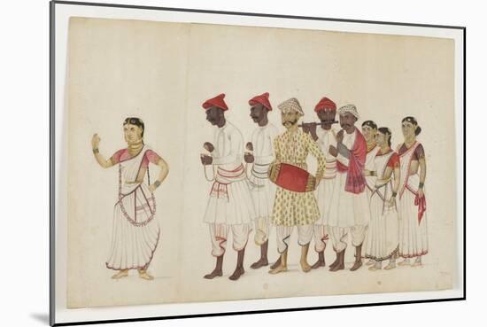 Four Female Dancers in Procession with Musicians, C.1830-null-Mounted Giclee Print