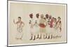 Four Female Dancers in Procession with Musicians, C.1830-null-Mounted Giclee Print
