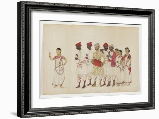 Four Female Dancers in Procession with Musicians, C.1830-null-Framed Giclee Print