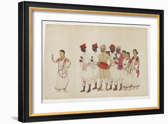 Four Female Dancers in Procession with Musicians, C.1830-null-Framed Giclee Print