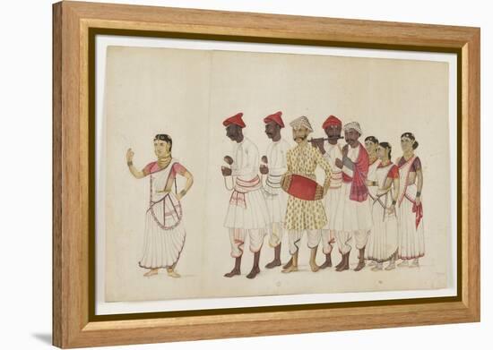 Four Female Dancers in Procession with Musicians, C.1830-null-Framed Premier Image Canvas