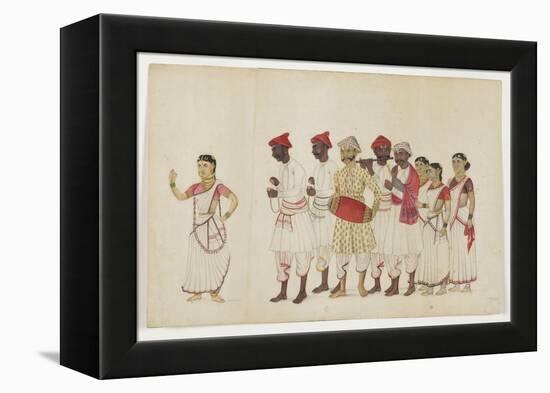 Four Female Dancers in Procession with Musicians, C.1830-null-Framed Premier Image Canvas