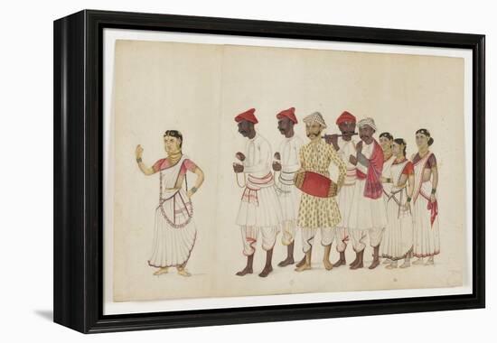 Four Female Dancers in Procession with Musicians, C.1830-null-Framed Premier Image Canvas