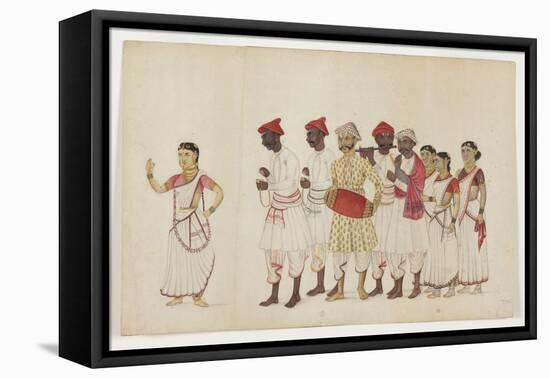 Four Female Dancers in Procession with Musicians, C.1830-null-Framed Premier Image Canvas