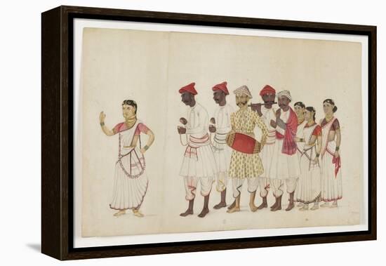 Four Female Dancers in Procession with Musicians, C.1830-null-Framed Premier Image Canvas