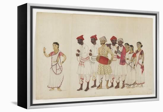 Four Female Dancers in Procession with Musicians, C.1830-null-Framed Premier Image Canvas