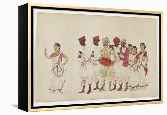 Four Female Dancers in Procession with Musicians, C.1830-null-Framed Premier Image Canvas
