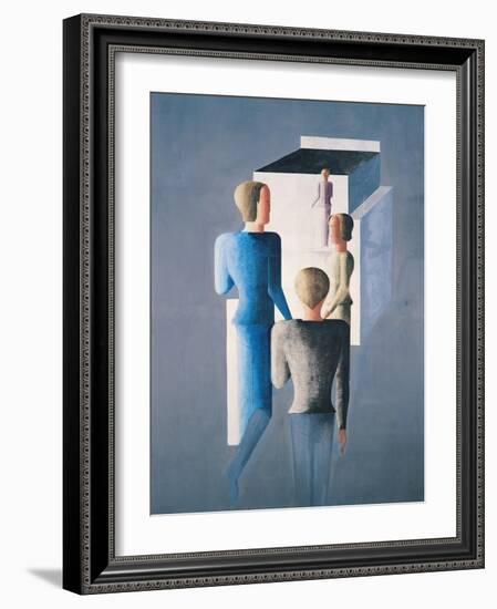 Four Figures and a Cube, 1928-Oskar Schlemmer-Framed Giclee Print