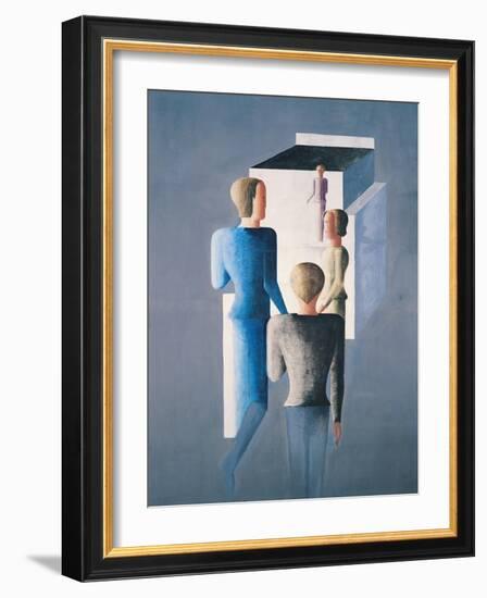 Four Figures and a Cube, 1928-Oskar Schlemmer-Framed Giclee Print