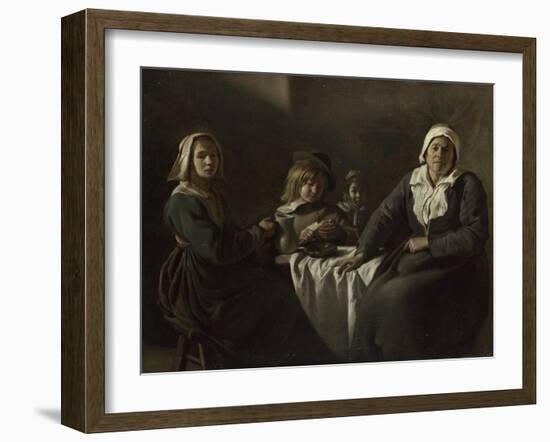 Four Figures at a Table, C. 1643-Louis Le Nain-Framed Giclee Print