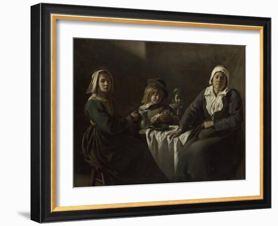 Four Figures at a Table, C. 1643-Louis Le Nain-Framed Giclee Print