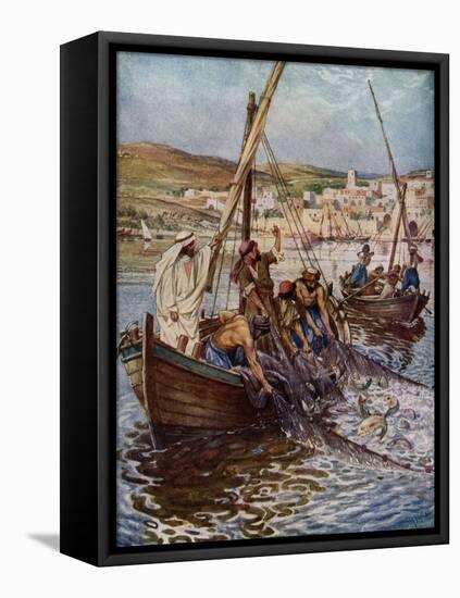 Four fishermen are called as disciples - Bible-William Brassey Hole-Framed Premier Image Canvas