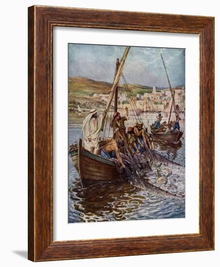 Four fishermen are called as disciples - Bible-William Brassey Hole-Framed Giclee Print